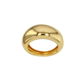 Bague bombée aspect lisse, argent doré