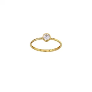 Bague solitaire serti clos oxyde de zirconium Or