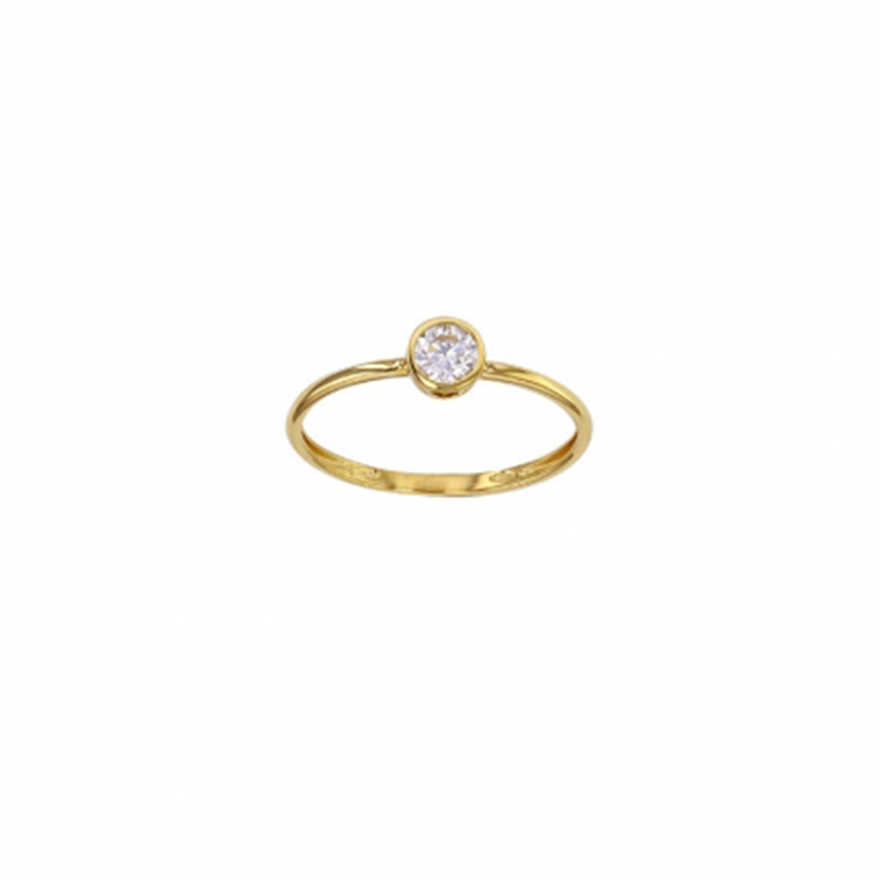 Bague solitaire serti clos oxyde de zirconium Or