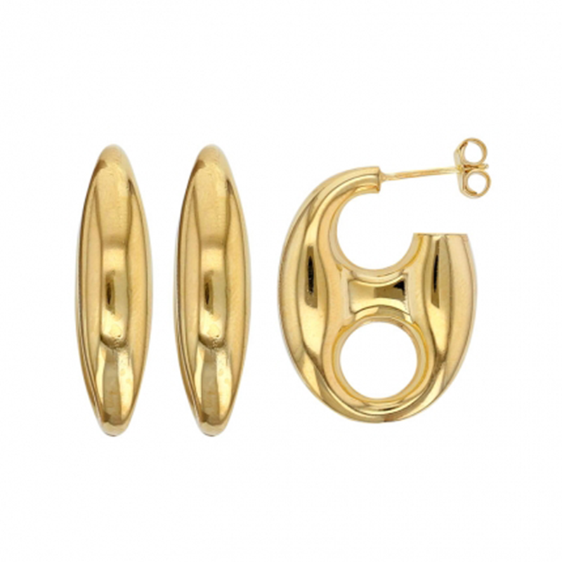 Boucles d'oreilles puces grain de café, argent doré