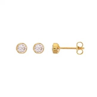 Boucles d'oreilles puces serti clos, oxydes Or