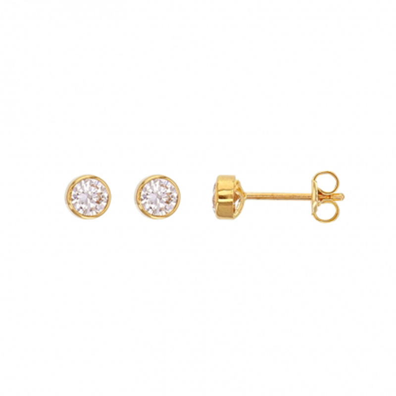 Boucles d'oreilles puces serti clos, oxydes Or