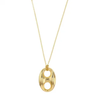 Collier grain de café et maille jaseron, argent doré