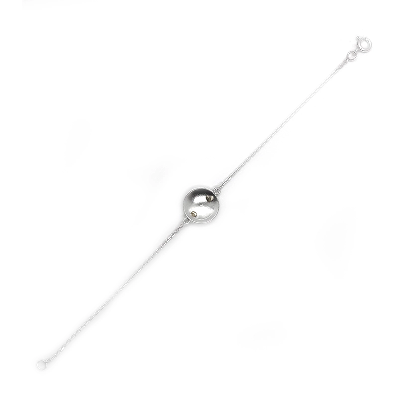 Bracelet bâtée, argent & pépites d'or 18 carats