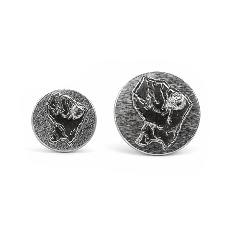 Boucle d’oreille Carte de la Guyane 2D, argent