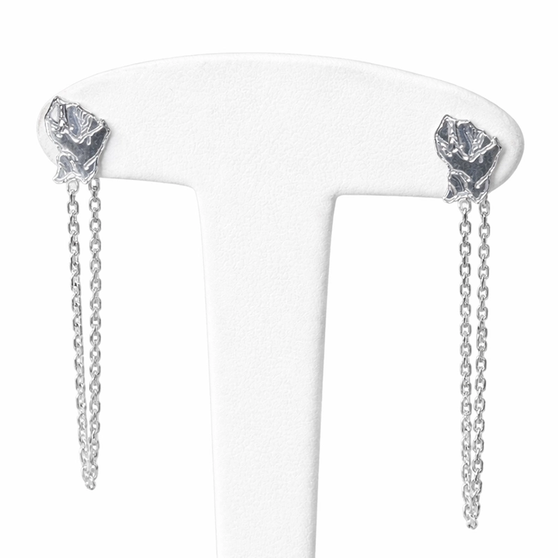 Boucles d'Oreilles Carte de la Guyane "Chute Voltaire", argent