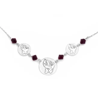Collier 3 cartes de la Guyane 2D, grenats & argent