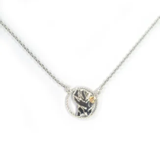 Collier carte de la Guyane, argent & pépite or 18k
