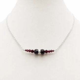 Collier "Souveraine", argent 925 & Grenat Intense