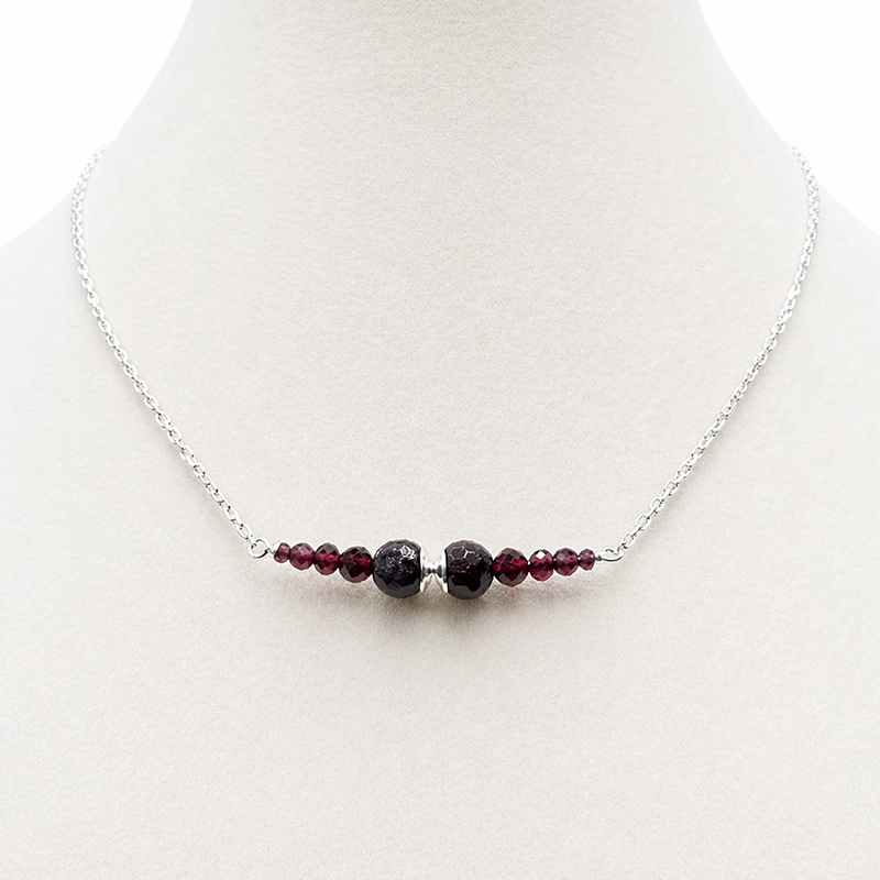 Collier "Souveraine", argent 925 & Grenat Intense