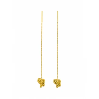 Boucles d'oreilles "chaînettes Guyane" bout lisse, Or 18K