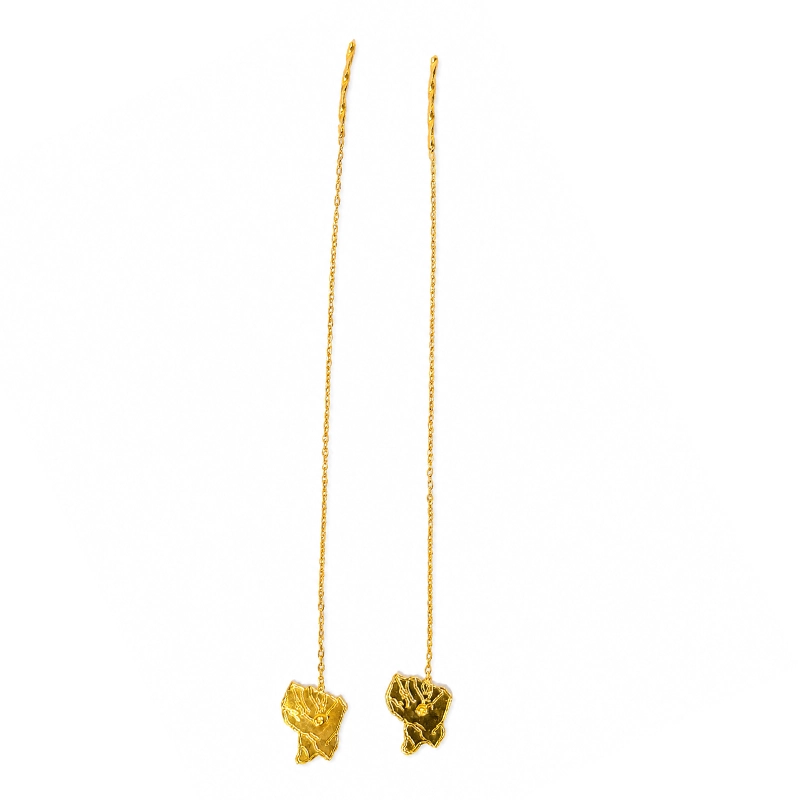 Boucles d'oreilles "chaînettes Guyane" bout torsadé, Or 18K