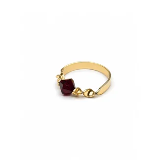 Bague "Torsade Royale", Or 18k et Grenat Facetté