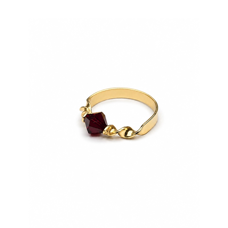 Bague "Torsade Royale", Or 18k et Grenat Facetté