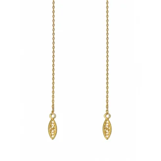 Boucles d’Oreilles Pendantes "Volutes et Mailles Concombres", Or 18k