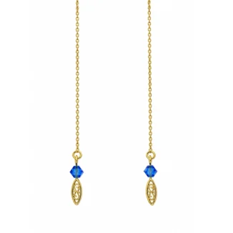 Boucles d’Oreilles Chainette "Mailles Concombres" – Or 18k et Perles d’Azur