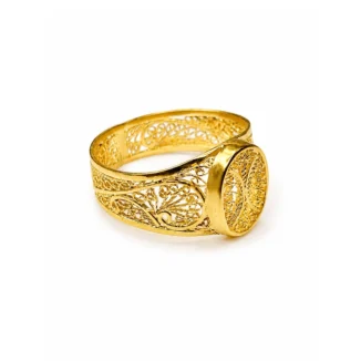 Alternative view of Bague Chevalière "Volutes Impériales" en Filigrane, Or 18k