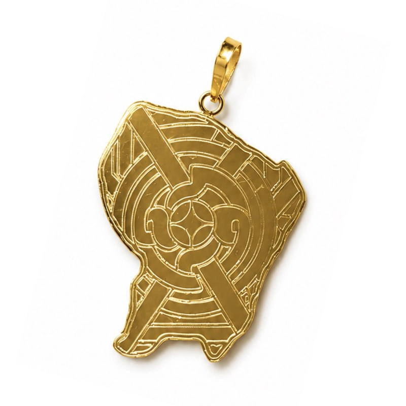 Pendentif "Carte de Guyane & Art Tembé de l'Amour", Or 18k