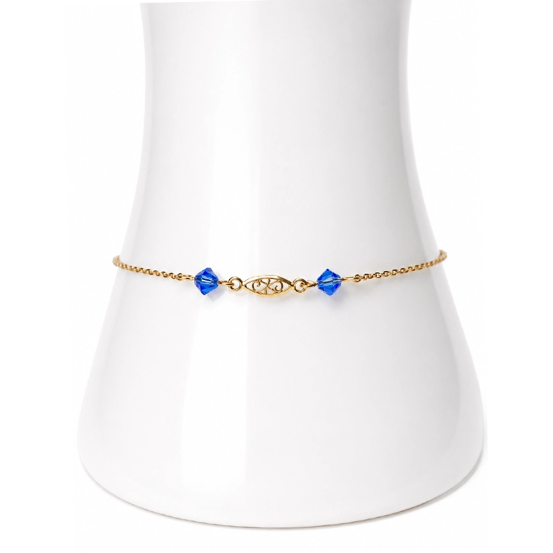 Bracelet "Volutes et Maille Concombre", Or 18k et Éclats d'Azur