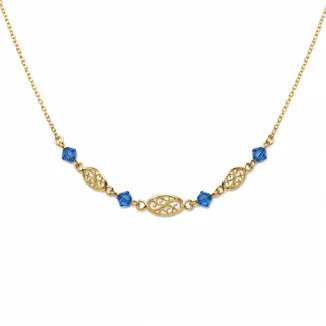 Collier "Volutes et Mailles Concombres", Or 18k et Perles d'Azur