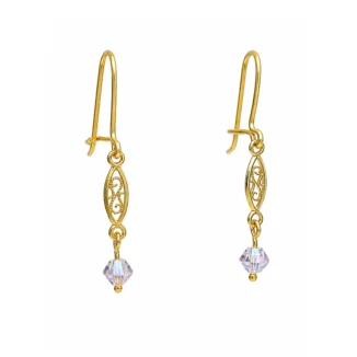 Boucles d’Oreilles "Volutes Concombre et Reflets d'Opale", Or 18k