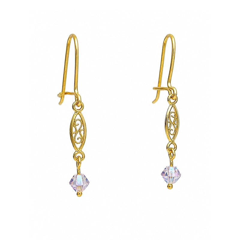 Boucles d’Oreilles "Volutes Concombre et Reflets d'Opale", Or 18k