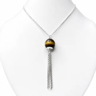Collier "Sautoir Énergie Œil de Tigre", Argent 925
