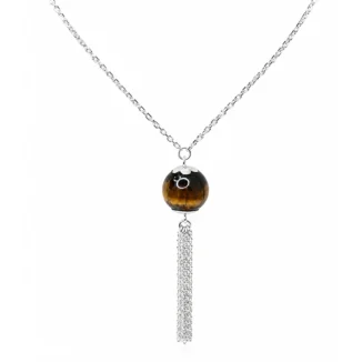 Alternative view of Collier "Sautoir Énergie Œil de Tigre", Argent 925