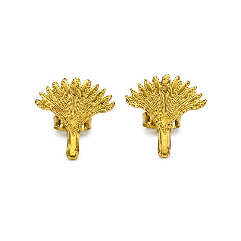 Puces d’Oreilles "Arbre du Voyageur", Or 18k• Création Atelier Rouge Carat
