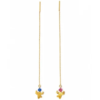 Boucles d’Oreilles Traversantes "Stitch", Or 18k & Cristaux Toupie