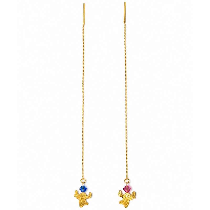 Boucles d’Oreilles Traversantes "Stitch", Or 18k & Cristaux Toupie