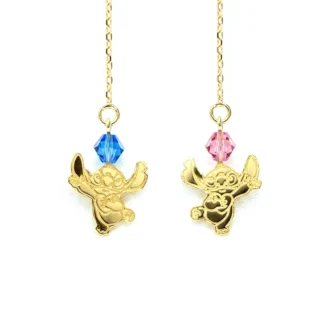 Alternative view of Boucles d’Oreilles Traversantes "Stitch", Or 18k & Cristaux Toupie