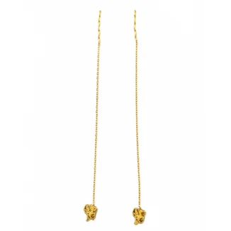 Boucles d’Oreilles Traversantes Enfant "Carte de Guyane Épure" , Or 18k • Création Atelier Rouge Carat