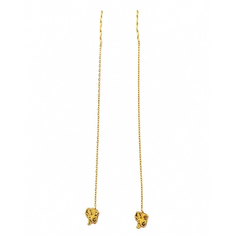 Boucles d’Oreilles Traversantes Enfant "Carte de Guyane Épure" , Or 18k • Création Atelier Rouge Carat