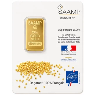 Alternative view of Lingots d’Or Pur 999.9‰ (24 Carats) – Certifiés SAAMP • Investissement & Patrimoine chez Rouge Carat