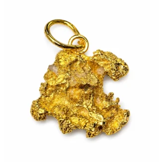 Pendentif pépite naturelle de Guyane, or 24k