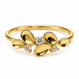 Bague Bucolique "Feuillage d'Or", Or 18K & Diamants