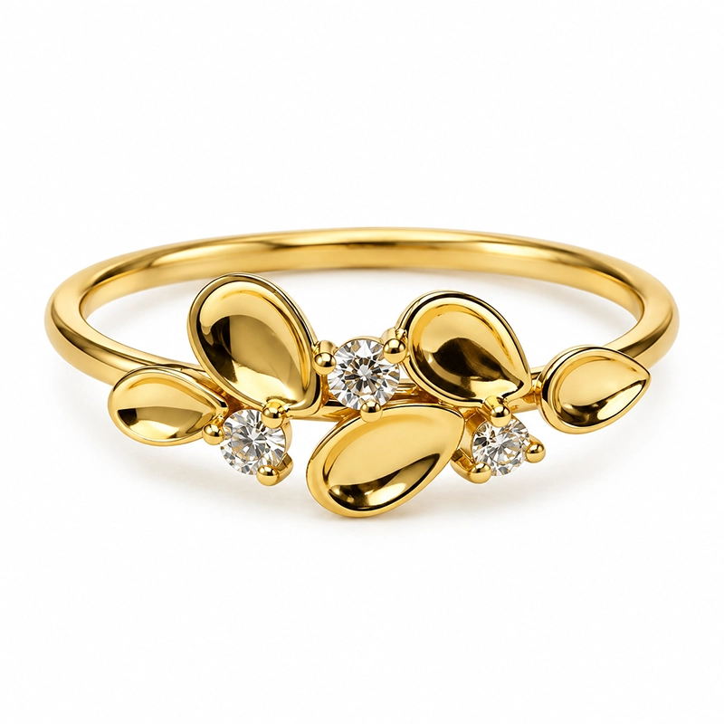 Bague Bucolique "Feuillage d'Or", Or 18K & Diamants