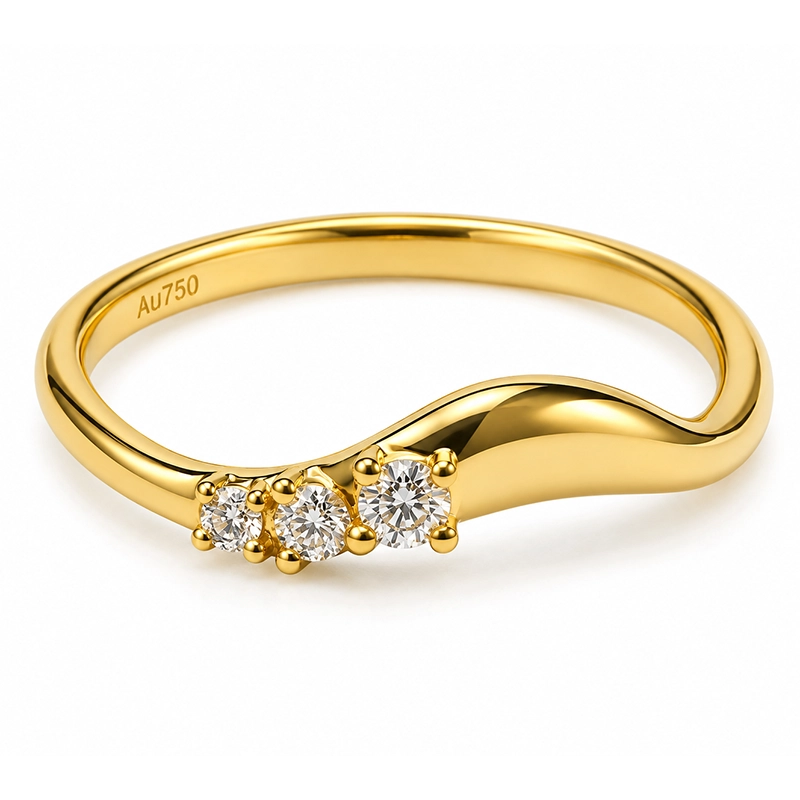Bague Vague "Trilogie Éternelle", Or 18K Carats & Diamants