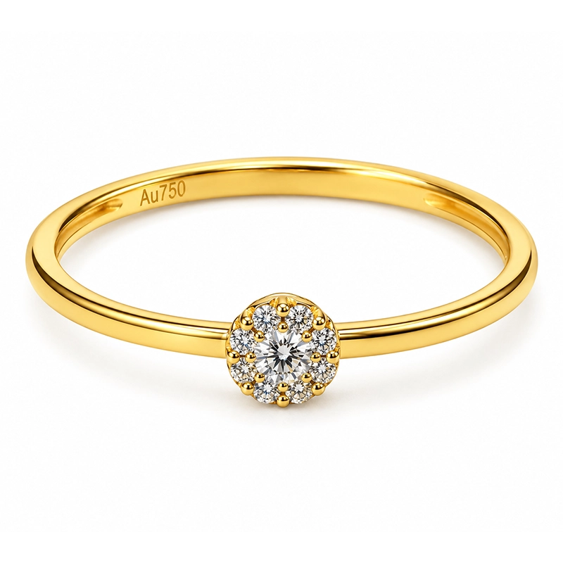 Bague Solitaire Marguerite "Éclat Stellaire" – Or 18K & Diamants